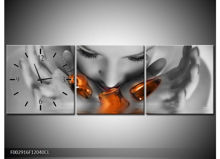 OP VOORRAAD Wandklok op Canvas Gezich | 120X40cm | F002916C