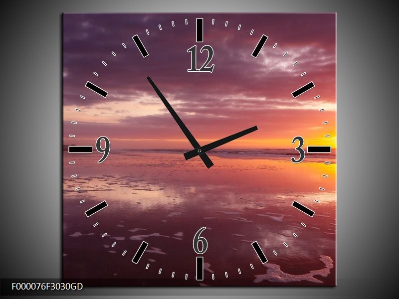 Wandklok op Glas Zonsondergang | Kleur: Paars, Geel, Wit | F000076CGD