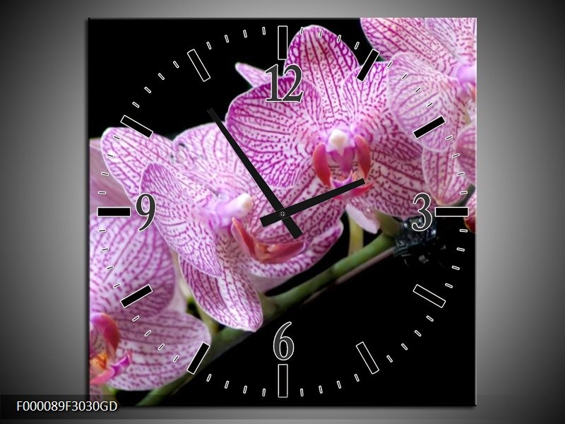 Wandklok op Glas Orchidee | Kleur: Paars, Zwart | F000089CGD