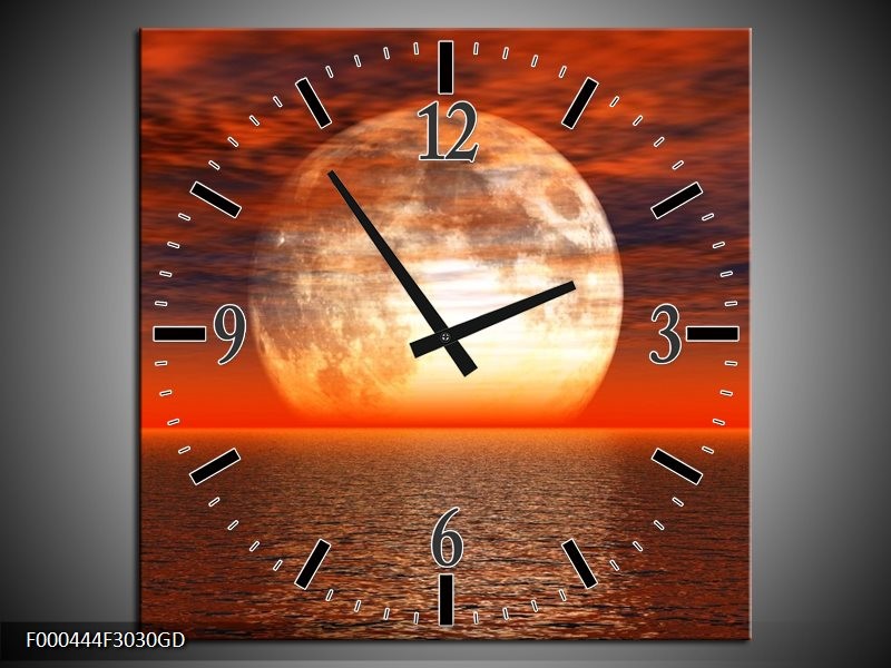 Wandklok op Glas Zonsondergang | Kleur: Rood, Grijs, Wit | F000444CGD