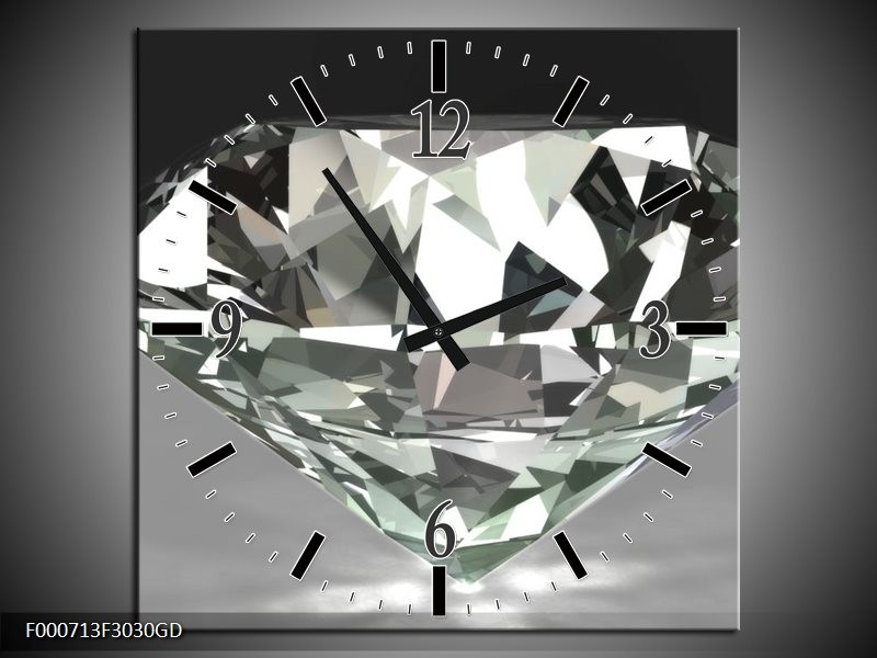 Wandklok op Glas Diamant | Kleur: Grijs, Zilver, Wit | F000713CGD