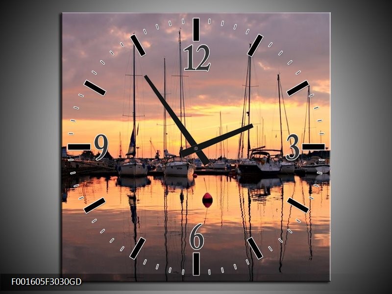 Wandklok op Glas Boot | Kleur: Geel, Zwart, Grijs | F001605CGD