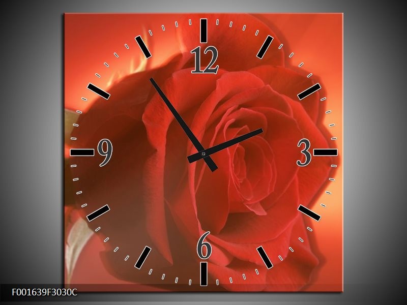 Wandklok op Canvas Roos | Kleur: Rood, Oranje, Geel | F001639C
