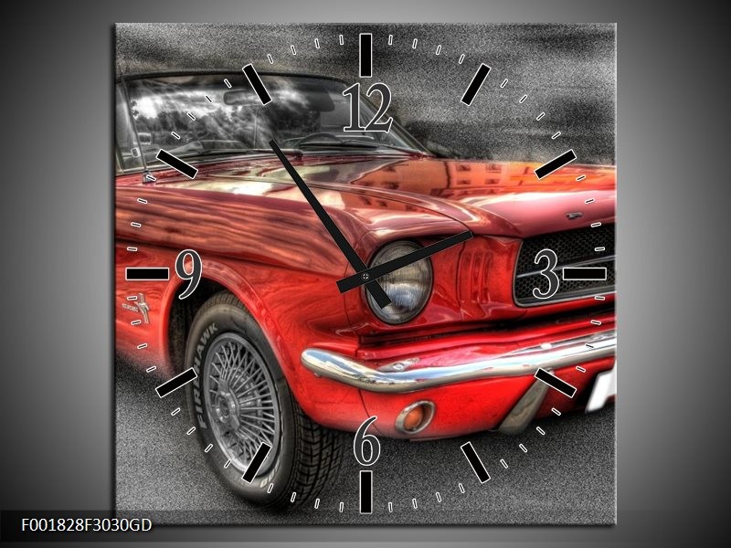 Wandklok op Glas Mustang | Kleur: Rood, Zwart | F001828CGD