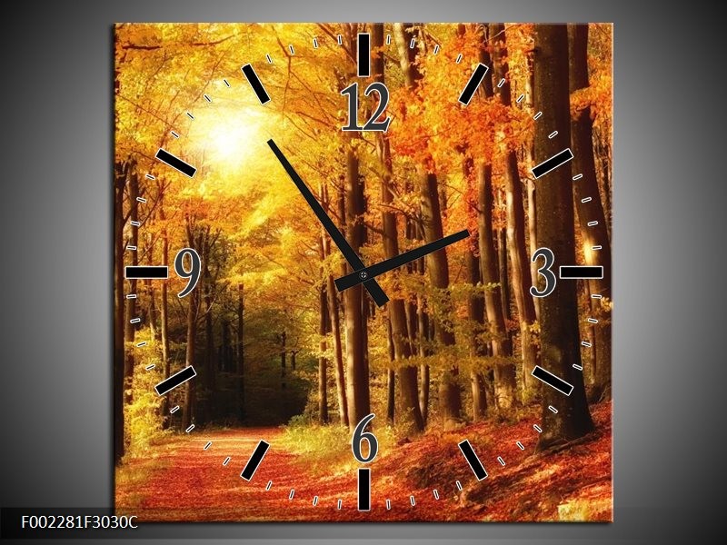 Wandklok op Canvas Herfst | Kleur: Geel, Oranje, Bruin | F002281C