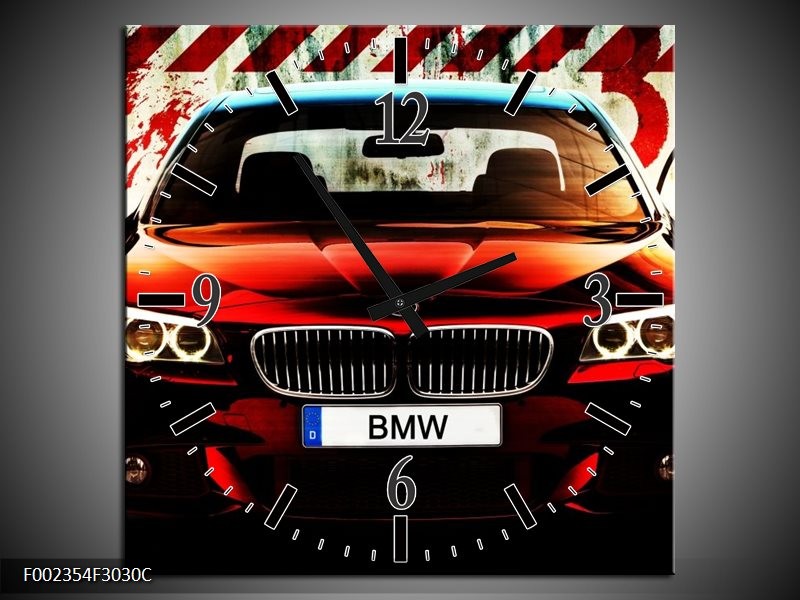 Wandklok op Canvas BMW | Kleur: Zwart, Rood, Wit | F002354C