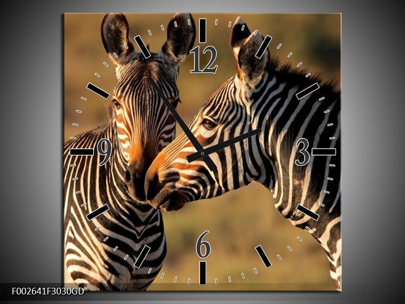 Wandklok op Glas Zebra | Kleur: Zwart, Wit, Bruin | F002641CGD
