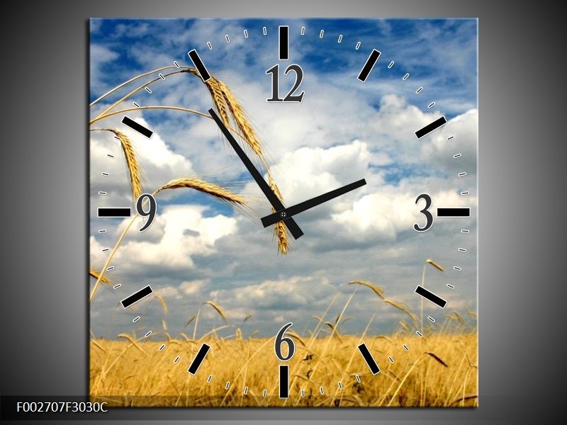 Wandklok op Canvas Natuur | Kleur: Wit, Geel, Blauw | F002707C