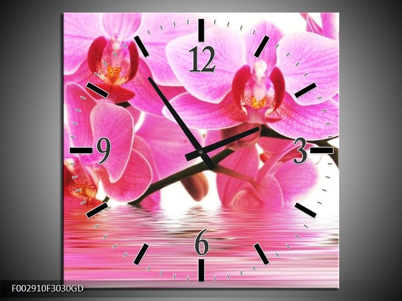 Wandklok op Glas Orchidee | Kleur: Roze, Wit | F002910CGD