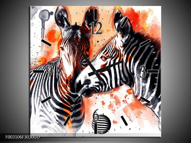 Wandklok op Glas Zebra | Kleur: Rood, Zwart, Wit | F003106CGD