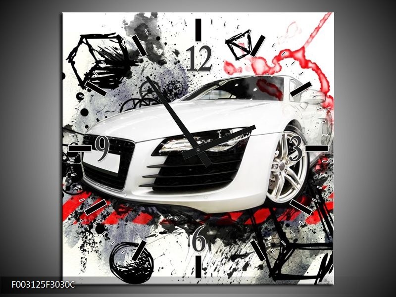 Wandklok op Canvas Audi | Kleur: Rood, Zwart, Wit | F003125C
