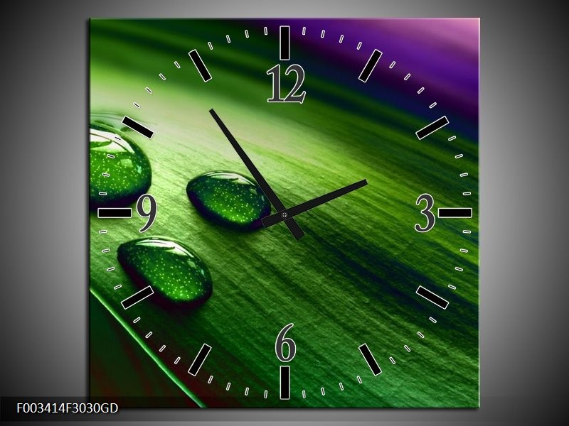 Wandklok op Glas Druppel | Kleur: Groen, Wit, Paars | F003414CGD