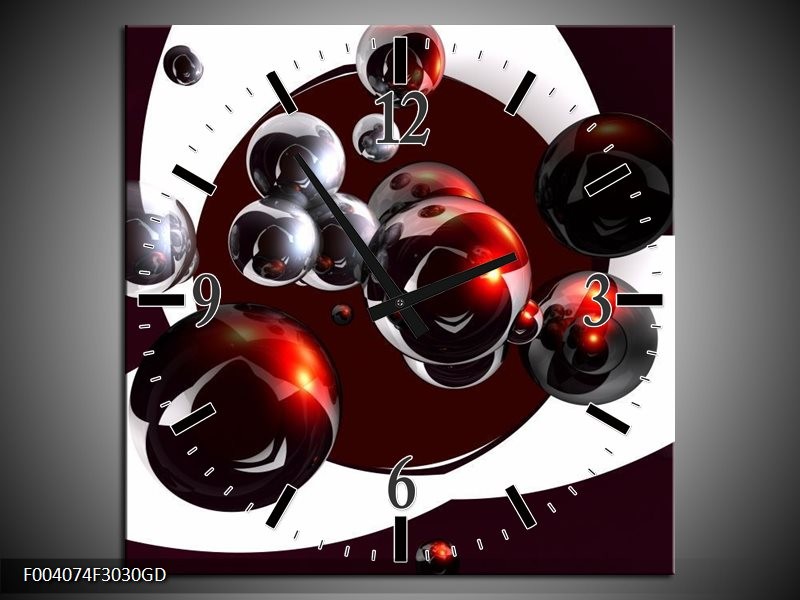 Wandklok op Glas Abstract | Kleur: Bruin, Rood, Wit | F004074CGD
