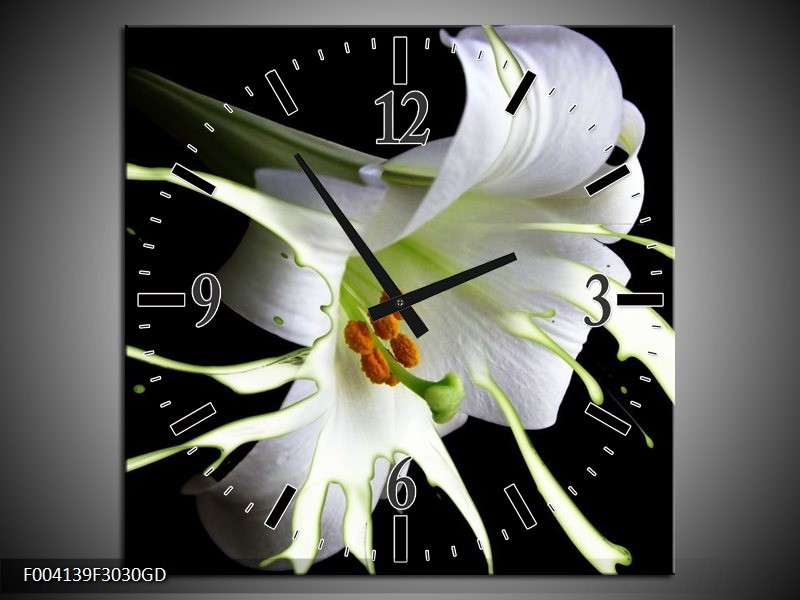 Wandklok op Glas Bloem | Kleur: Wit, Zwart, Groen | F004139CGD