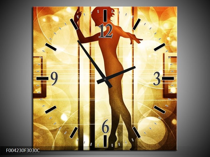 Wandklok op Canvas Dansen | Kleur: Geel, Wit, Bruin | F004230C