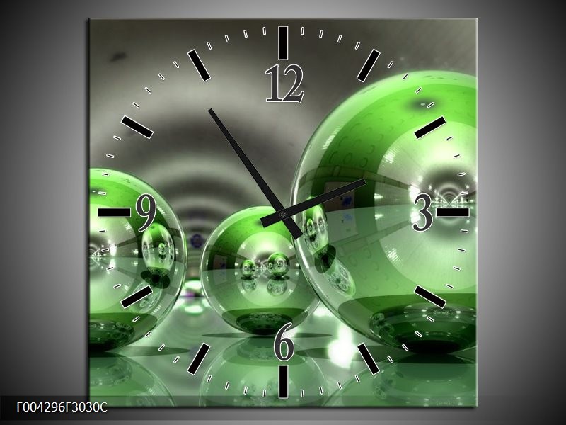 Wandklok op Canvas Modern | Kleur: Groen, Wit | F004296C