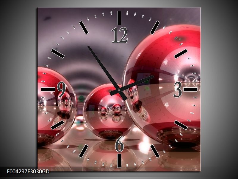 Wandklok op Glas Modern | Kleur: Rood, Grijs, Wit | F004297CGD