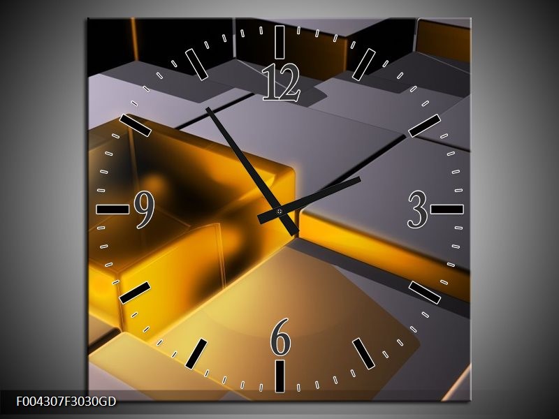 Wandklok op Glas Modern | Kleur: Geel, Grijs | F004307CGD