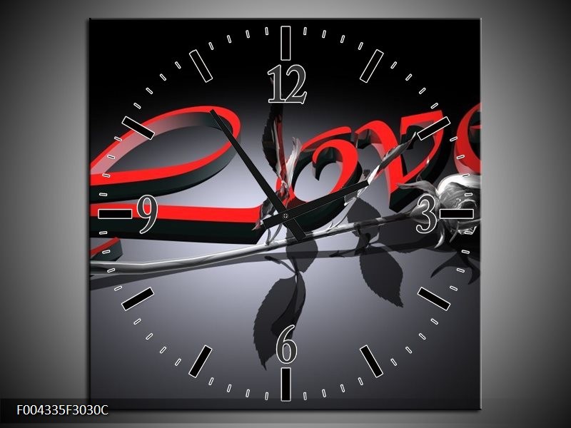 Wandklok op Canvas Design | Kleur: Rood, Grijs, Zwart | F004335C