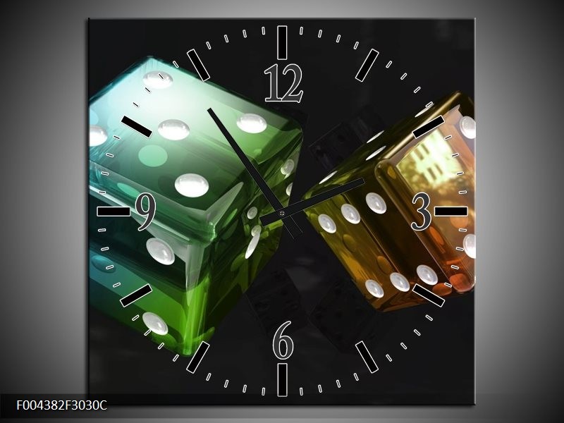 Wandklok op Canvas Modern | Kleur: Groen, Blauw, Zwart | F004382C