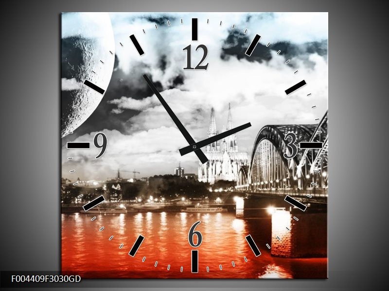 Wandklok op Glas Modern | Kleur: Rood, Grijs, Zwart | F004409CGD