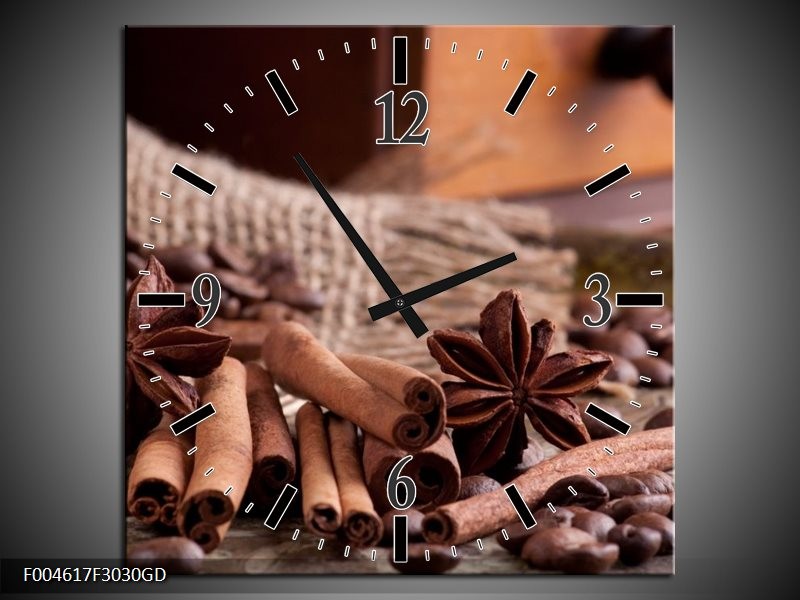 Wandklok op Glas Koffie | Kleur: Wit, Bruin | F004617CGD