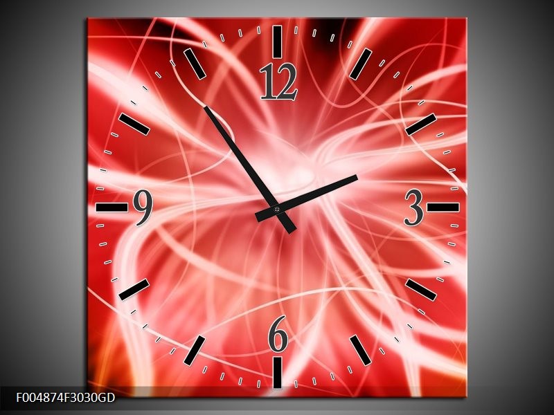 Wandklok op Glas Modern | Kleur: Rood, Wit, Grijs | F004874CGD