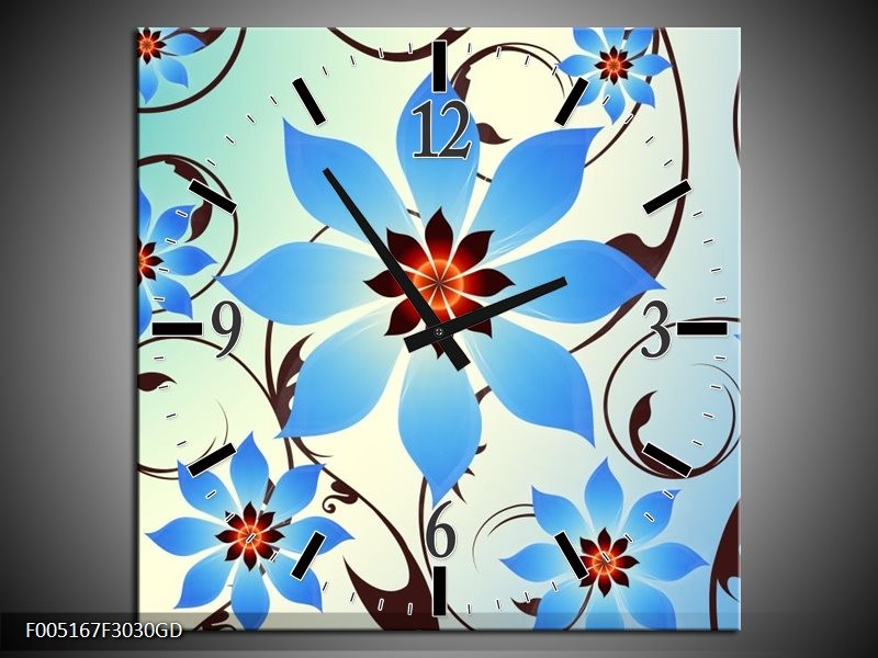Wandklok op Glas Modern | Kleur: Blauw, Wit | F005167CGD