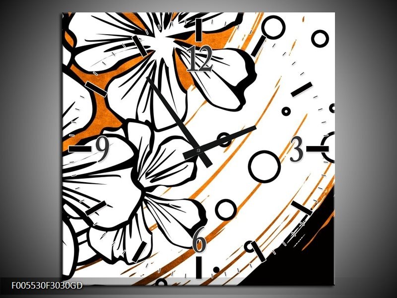 Wandklok op Glas Art | Kleur: Wit, Oranje, Zwart | F005530CGD