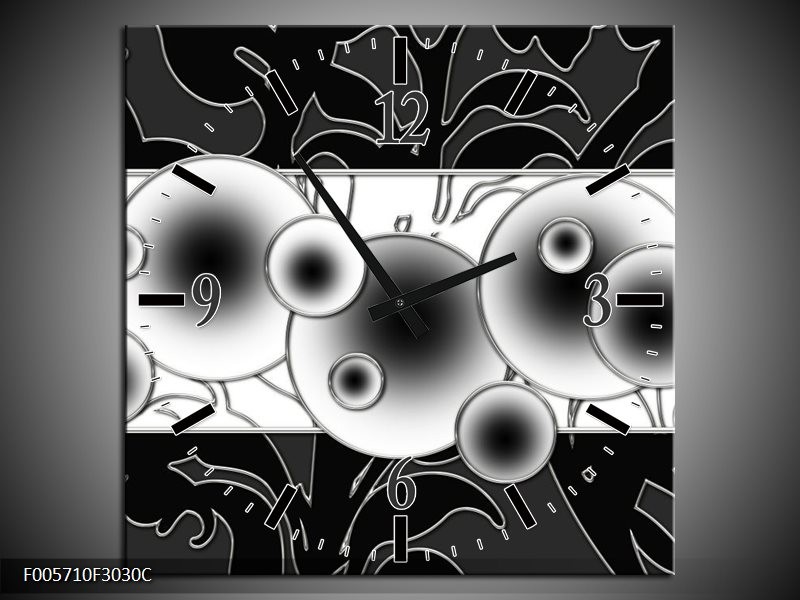 Wandklok op Canvas Cirkel | Kleur: Zwart, Wit | F005710C