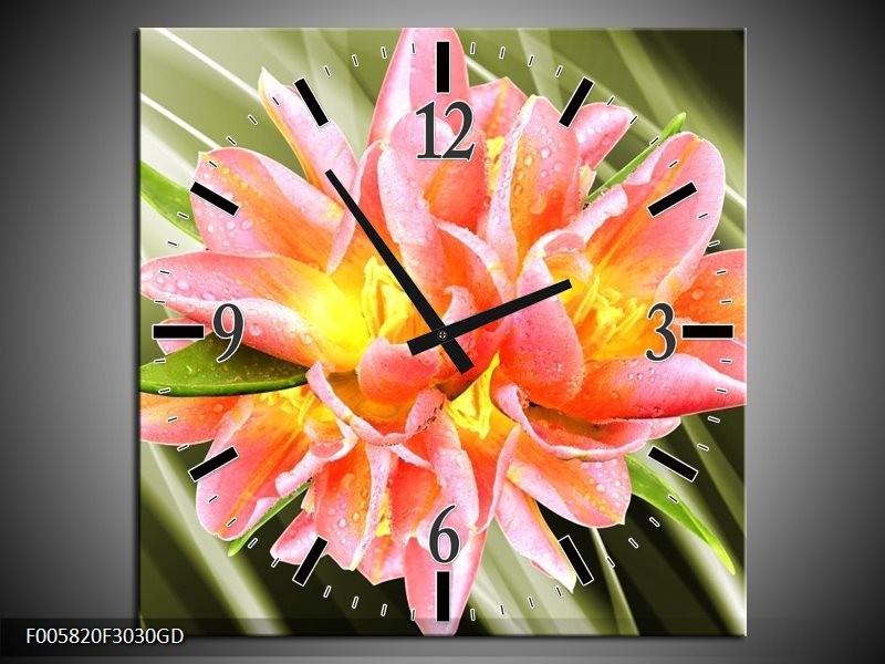 Wandklok op Glas Modern | Kleur: Groen, Roze, Geel | F005820CGD