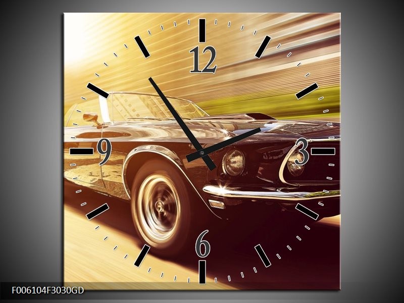 Wandklok op Glas Mustang | Kleur: Groen, Geel | F006104CGD