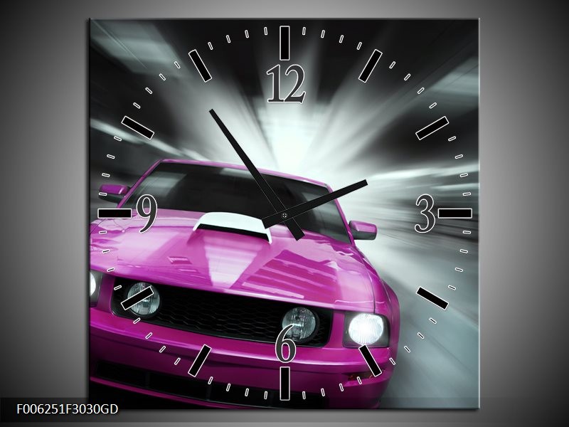Wandklok op Glas Mustang | Kleur: Paars, Roze, Grijs | F006251CGD