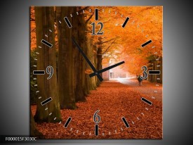 Wandklok op Canvas Herfst | Kleur: Oranje, Bruin, Groen | F000015C