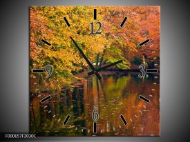 Wandklok op Canvas Herfst | Kleur: Geel, Oranje, Groen | F000657C