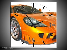 Wandklok op Canvas Auto | Kleur: Geel, Oranje, Wit | F000785C
