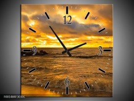 Wandklok op Canvas Zee | Kleur: Geel, Grijs | F001484C