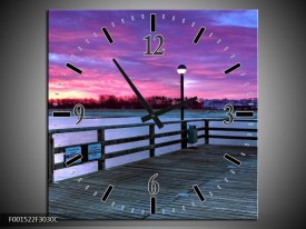 Wandklok op Canvas Natuur | Kleur: Paars, Grijs, Wit | F001522C