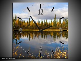 Wandklok op Canvas Natuur | Kleur: Blauw, Groen, Grijs | F001637C