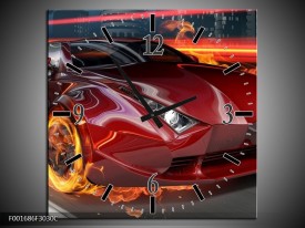 Wandklok op Canvas Auto | Kleur: Rood, Zwart, Oranje | F001686C
