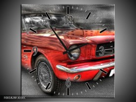 Wandklok op Canvas Mustang | Kleur: Rood, Zwart | F001828C