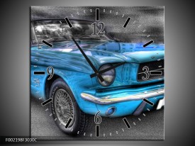 Wandklok op Canvas Mustang | Kleur: Zwart, Grijs, Blauw | F002198C