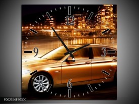 Wandklok op Canvas BMW | Kleur: Geel, Goud, Zwart | F002356C