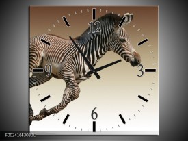 Wandklok op Canvas Zebra | Kleur: Zwart, Wit, Bruin | F002416C
