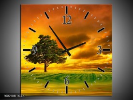 Wandklok op Canvas Natuur | Kleur: Groen, Bruin, Wit | F002904C