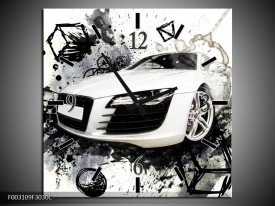 Wandklok op Canvas Audi | Kleur: Wit, Zwart, Grijs | F003109C