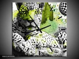 Wandklok op Canvas Natuur | Kleur: Groen, Zwart, Wit | F003124C