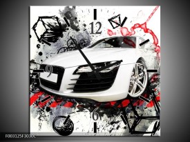 Wandklok op Canvas Audi | Kleur: Rood, Zwart, Wit | F003125C