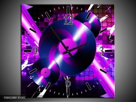 Wandklok op Canvas Muziek | Kleur: Paars, Roze, Zwart | F004288C