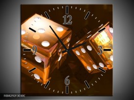 Wandklok op Canvas Spel | Kleur: Bruin, Geel, Wit | F004292C